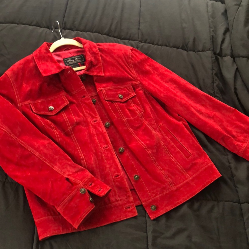Red leather classic blazer/jacket